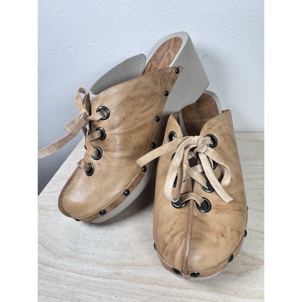 KELSI DAGGER Womens Clog BROOKLYN Just Lace-Up Studded Leather Boho Acorn Size 8